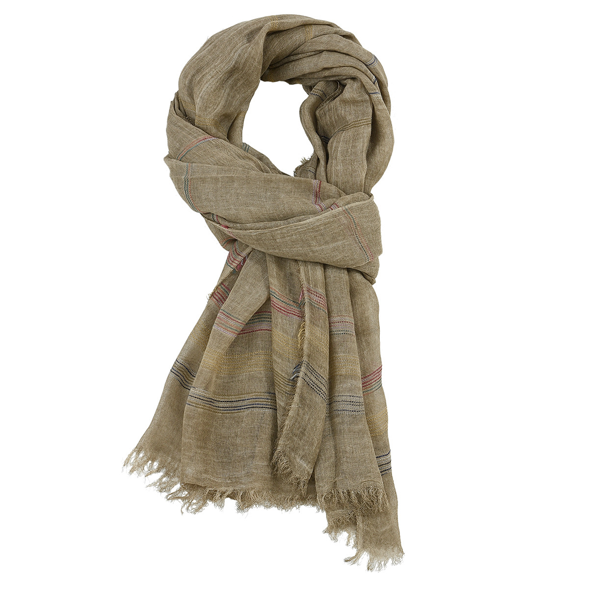 Bandana Cotton - ファッション男性スカーフコットンリネン先染めストライプメンズスカーフタッセルロングショール秋冬男性アクセサリー Bufanda ラップ
