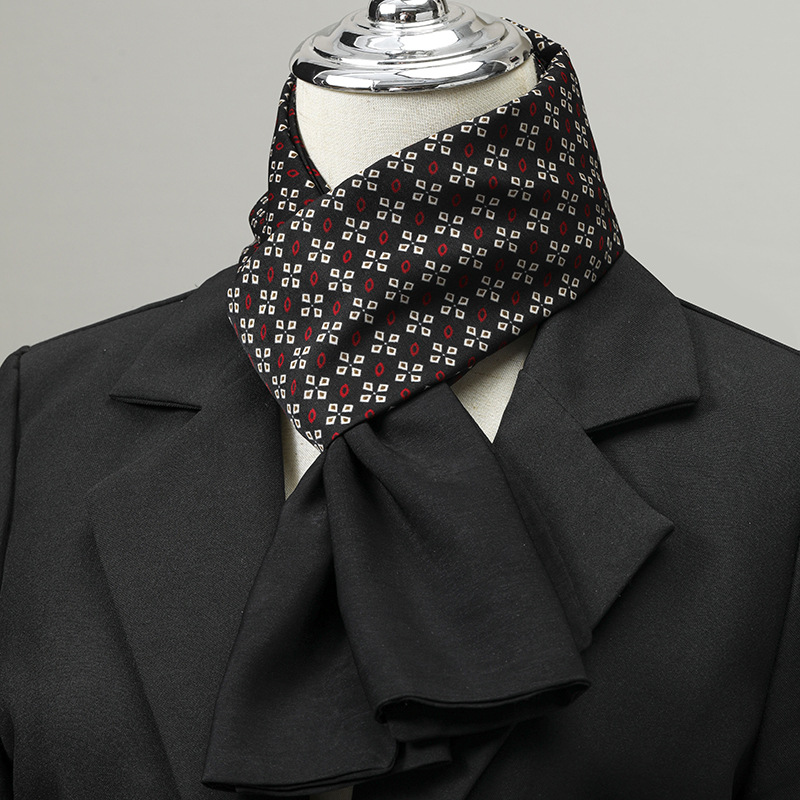 Silk Neck Scarf - メンズスカーフ イミテーションシルク ネックスカーフ 小さな正方形 スーツシャツの襟ネック スーツネック