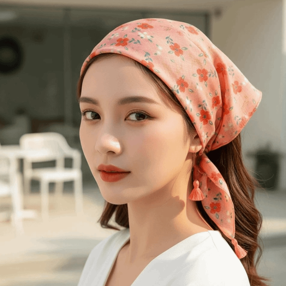 ネックラップ コットンリネン スクエアスカーフ フリンジ付き - Bandana Cotton のレビューと価格
