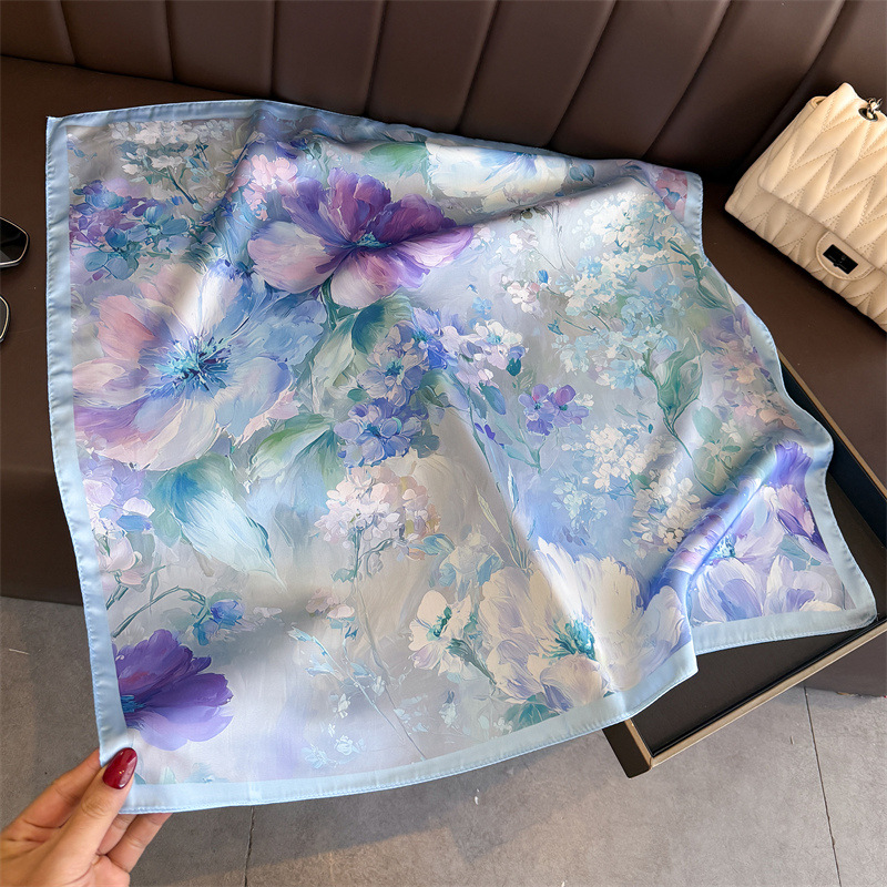 2026年新作 花柄プリント シルク スクエアスカーフ レデ - Silk Neck Scarf のレビューと価格