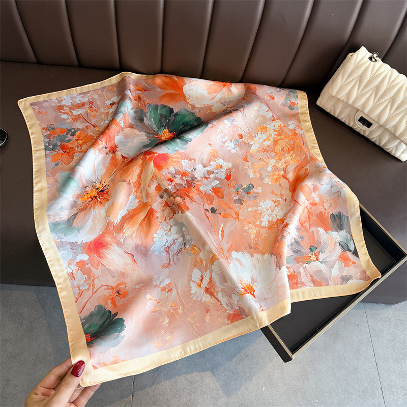 2026年新作 花柄プリント シルク スクエアスカーフ レデ - Silk Neck Scarf のレビューと価格