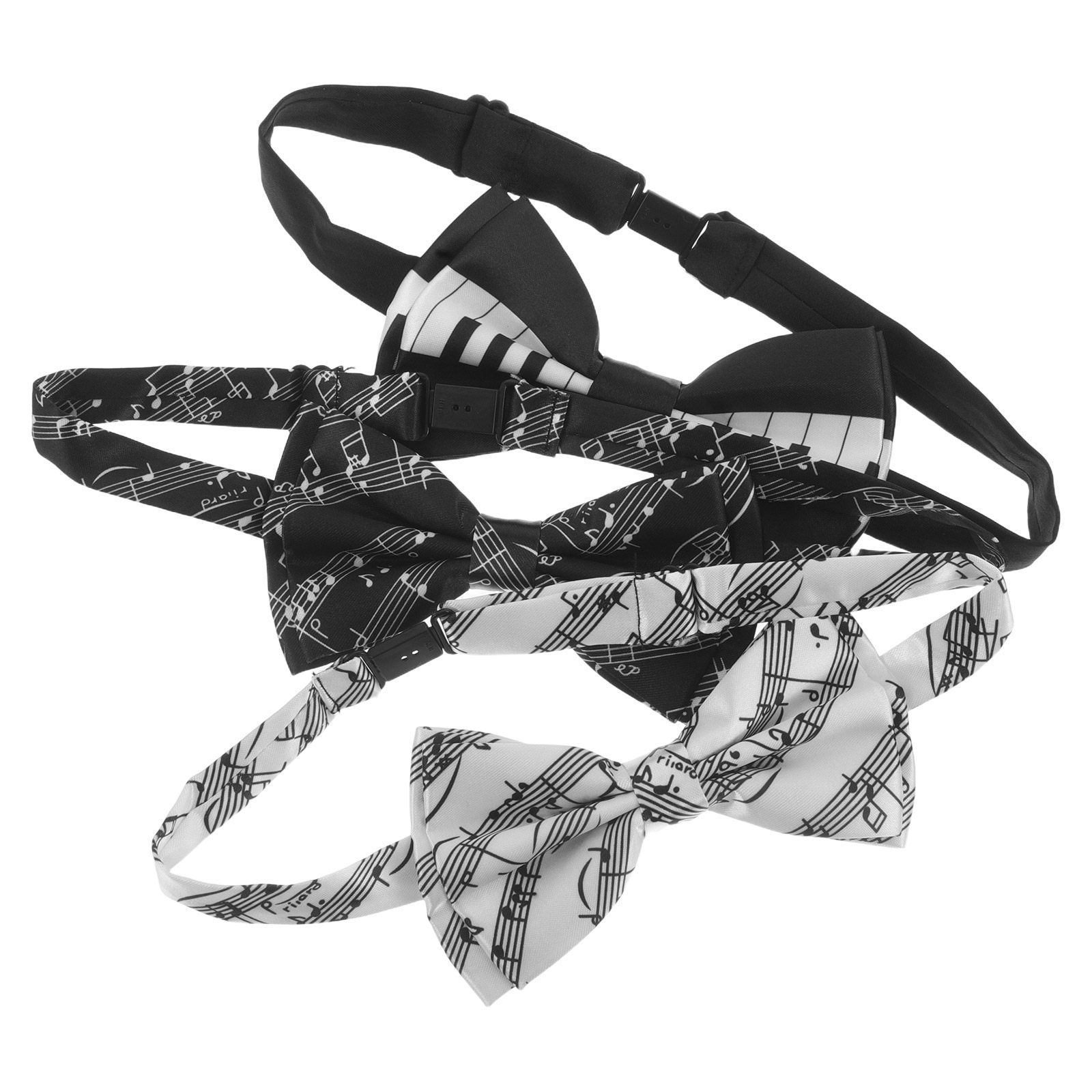 3個セット ピアノ柄蝶ネクタイ 既製 ミュージックノート柄ネ - Bow Tie Pre Tied のレビューと価格