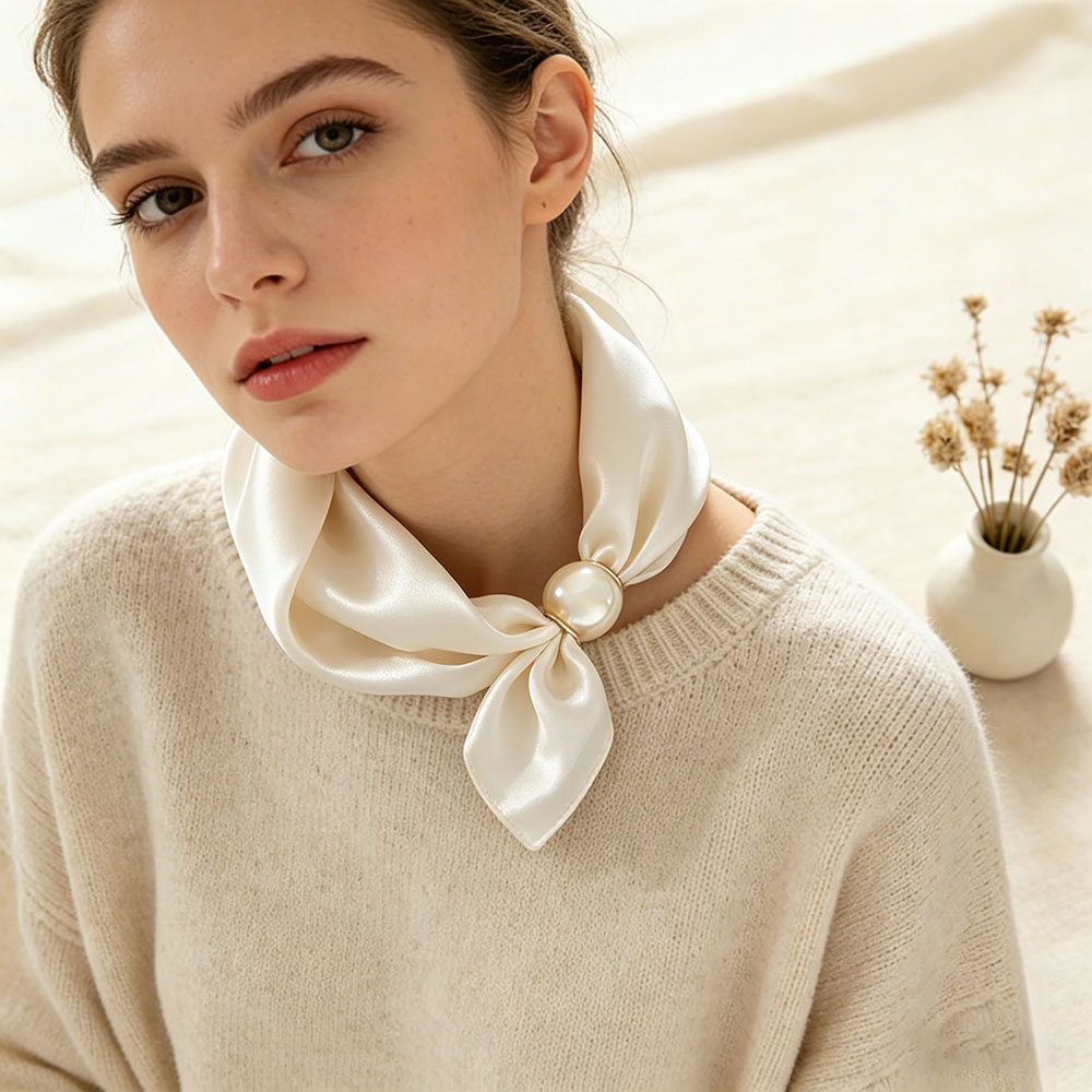 スカーフチェーンシルクレイジーマグネットペンダント鎖骨細いパ - Silk Neck Scarf のレビューと価格