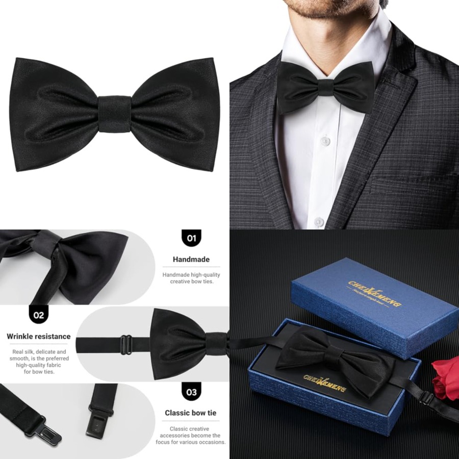 メンズ本物のシルク製クラシックプレタイドボウタイ、フォーマル - Bow Tie Pre Tied のレビューと価格