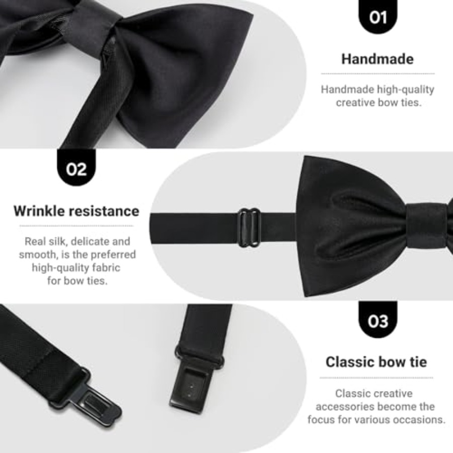 メンズ本物のシルク製クラシックプレタイドボウタイ、フォーマル - Bow Tie Pre Tied のレビューと価格